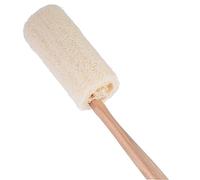 HAMPPLIES Natural Exfoliating Loofah Back Scrubber Brush with Long Wooden Handle Raw Wood Gentle Bath Brush for Men and Women Shower Sponge for Smooth Skin Easy to Hang and Quick Drying