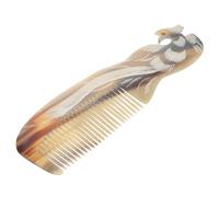 HAMPPLIES Natural Ox Horn Massage Comb with Handmade Single-sided Engraving, Anti-static Sturdy Hairdressing Comb for Scalp Stimulation and Hair Growth Random Color