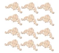 HAMPPLIES Onlay Sturdy Wood Carved Applique Corner Beige 12pcs Elegant Decoration Modern and Classical Charm for Furniture and Windows for Decorating Your House