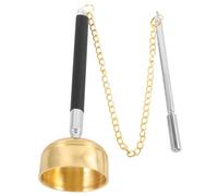 HAMPPLIES Portable Buddhist Copper Prayer Bell with Extendable Handles and Chain Clear Sweet Sound Meditation Instrument for Temple Rituals and Spiritual Purification Wear-resistant Brass