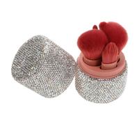 HAMPPLIES Portable Travel Makeup Brush Set with Rhinestone Holder Dustproof Cover Cosmetic Brush Kit for Foundation Powder Eye Shadow Compact Elegant Storage for Womens Facial Makeup the Go