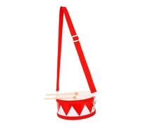HAMPPLIES Portable Wooden Snare Drum for Drumsticks Small Cute Percussion Instrument Sturdy Handheld Drum for Rhythm Learning and Hand-eye Coordination Bright Red Design