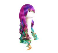 HAMPPLIES Rainbow Curly Heat Resistant Cosplay Wig for Women Adjustable Japanese Fiber Long Harajuku Style Costume Party Halloween Lolita Hair