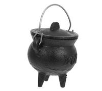 HAMPPLIES Realistic Halloween Witch Pot with Faux Burning Effect Decorative Cauldron for Rituals and Altar Use Sacrifice Prop and Offering Bowl for Wicca and Spiritual Festivals