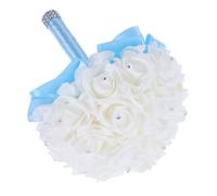HAMPPLIES Realistic Hand Bouquet with Ribbon for Weddings Elegant Bridal Bridesmaids Bouquet Artificial Flower Arrangement for Special Occasions Timeless and Vibrant Decoration