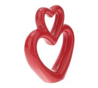 HAMPPLIES Red Heart Figurine Ceramic Romantic Centrepiece for Wedding