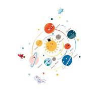 HAMPPLIES Removable Solar System Wall Decal for Nursery Home Decor Educational Space Sticker for Bedrooms and Kindergartens