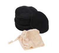 HAMPPLIES Reusable Bamboo Makeup Remover Pads 16pcs 3-layer Black Fiber Facial Washing Pads Cotton Mesh Bag and Paper Box for Gentle Face Cleaning and Makeup Removal