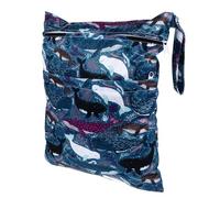 HAMPPLIES Reusable Waterproof Cloth Diaper Wet Dry Bag with Double Zipper and Two Pockets, Made of Fabric and TPU, Featuring Lovely Cartoon Patterns for Travel Toiletries Storage and Baby