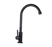 HAMPPLIES Rotatable Single Outlet Faucet Stainless Steel Water Tap for Kitchen and Bathroom Cold Water Tap with Elegant Black Finish Easy to Use and Clean