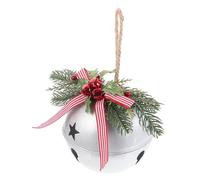 HAMPPLIES Rustic Iron Christmas Bell Pendant with Pine Cone and Berry Design Large Vintage Style Xmas Hanging Decoration for Tree and Home Festival DIY Ornaments
