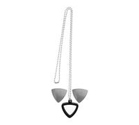 HAMPPLIES Silicone Guitar Pick Holder with Necklace for Portable Storage and Protection Includes Stainless Steel Picks and Large Triangle Pendant Smooth Edges Prevent Finger Injury Guitar