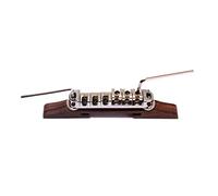 HAMPPLIES Silver Archtop Jazz Guitar Bridge with Metal and Wood Roller Saddles Adjustable Tailpiece Replacement for Broken Old Guitar Parts