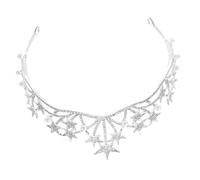 HAMPPLIES Silver Star Handmade Wedding Crown for Bride Women Fashion Hair Band Bridal Hair Accessories for Weddings Parties Proms and Special Occasions Performance Crown Design