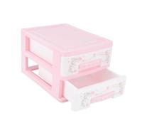 HAMPPLIES Small Double-layer Plastic Cosmetics Storage Box with Non-slip Base Compact Organizer for Hair Clips and Makeup Practical Multi-use Case for Desktop and Travel