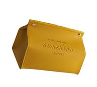 HAMPPLIES Storage Container Yellow PU Wide Tissue Box with Convenient Extraction, Retro Light Luxury Style Napkin Case for Home and Office Use