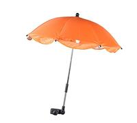 HAMPPLIES Stroller Clip Umbrella with UPF Sunshade Silver Coated Detachable Pram Parasol for Rain and UV Protection Water Resistant Pushchair Cover in Orange