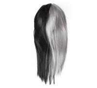 HAMPPLIES Synthetic Hair Wigs Half Black and Grey Gradient Wig with Two-color Stitching Design, High Temperature Fiber, Fashionable and Glossy for Festival Party and Stage Performance