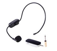 HAMPPLIES Uhf Wireless Headset Microphone Receiver 2-in-1 Plastic Headworn Microphone Wireless Voice Amplifier Set 3.5mm to 6.35mm Adapter Usb Cable for Portable Audio Amplification