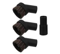 HAMPPLIES Vacuum Cleaner round Dust Brush Set with Adapter, 3 Black 1.26" Horsehair Nozzle Attachments for Dusting and Pet Hair Removal, Compatible Vacuum Accessory for Home and Car Cleaning