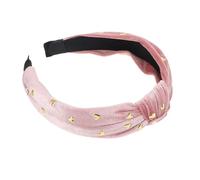 HAMPPLIES Velvet Headband Hot Drilling Knot Design Pink Wide Hairband Decorative Hair Accessory for Party and Daily Wear
