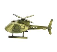 HAMPPLIES Vintage Alloy Helicopter Model Desktop Figurine Retro Metal Miniature Aircraft Ornament with Realistic Detailing for Office Home Decor Collectible Desk Decoration