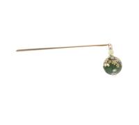 HAMPPLIES Vintage Chinese Hair Stick with Green Dangle Bead Charm Elegant Gold Hair Chopstick Hairpin for Women Lightweight Comfortable for Daily Wear
