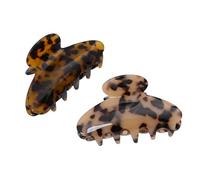 HAMPPLIES Vintage Geometric Hair Claw Clamp Set 2pcs Tortoiseshell and Beige Women Jaw Clips Leopard Pattern Hair Clasp Ornament