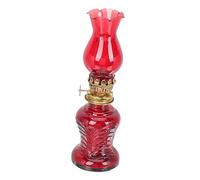 HAMPPLIES Vintage Kerosene Lamp Red Glass Desktop Oil Lamp with Fine Workmanship for Home Decoration Indoor and Outdoor Use
