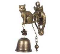 HAMPPLIES Vintage Rustic Cat Doorbell Chime Hanging Bell for Outdoor and Indoor Use Easy Install Metal Wind Chime with Antique Animal Design for Shopkeepers and Garden Decor