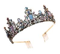 HAMPPLIES Vintage Shiny Tiara Headband with Rhinestone Crown Comb, Delicate Bridal Party Hair Accessory for Women, Elegant Baroque Wedding Headdress