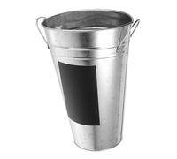 HAMPPLIES Waterproof Blackboard Decal Bucket Decoration Faux Rustic Flower Holder Florist Bucket Tall Containers Planter Silver