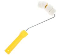 HAMPPLIES Wheel Curved Paint Roller Brush with Handle for Wall Painting Durable Acrylic Fiber Medium Bristle Even Paint Coverage Lightweight Painting Tool for Home Improvement and Crafts