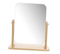 HAMPPLIES Wood Stand Makeup Mirror Swivel Square Tabletop Vanity Mirror for Bedroom Bathroom Jewelry Shop Use Compact Desktop for Grooming