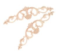 HAMPPLIES Wooden Applique 2Pcs Wood Carved Onlay for Cabinet Door Wardrobe Mirror Wall and Ceiling Decor Solid Wood Flower Decoration 11.61 X 3.15 X 0.28 in