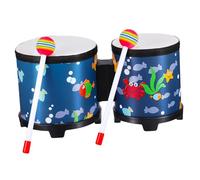 HAMPPLIES Wooden Bongos Drum Percussion Instrument for Beginners Practice, Lightweight Educational Drum with Adorable Underwater World Pattern, for Party Performance and Musical