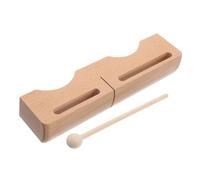 HAMPPLIES Wooden Dual Bass Rhythm Block Percussion Instrument with Mallet Solid Hardwood for Traditional Opera Music Percussion Blocks for Music Education and Live Performances Light Yellow