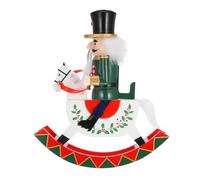 HAMPPLIES Wooden Nutcracker Christmas Figurine Rocking Horse Nutcracker Soldiers Desktop Ornament Festive Holiday Decoration for Table Mantel Gift
