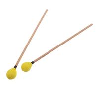 HAMPPLIES Yellow Yarn Wrapped Xylophone Mallets with Maple Wood Handles for Marimba Glockenspiel Bell Chime Percussion Sticks Soft Yarn Head for Warm Sound for School Band Practice and