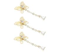 HAMPPLIES Zirconia Manicure Pendant Ornaments 3pcs Set Gold-plated Star Moon Chain Nail Art Decorations Diy Fashionable Shining Nail Studs for Women