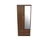 Hampshire 2 Door 2 Drawer Mirrored Wardrobe (Ready Assembled) Ready Assembled 2 U Walnut One Size