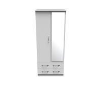 Hampshire 2 Door 2 Drawer Mirrored Wardrobe (Ready Assembled) Ready Assembled 2 U White One Size