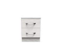 Hampshire 2 Drawer Compact Bedside Cabinet In Marble (Ready Assembled)