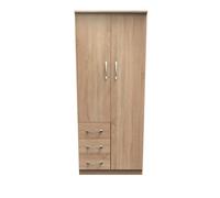 Hampshire 3 Drawer Combi Wardrobe With Mirror In Bardolino Oak (Ready Assembled)