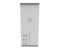 Hampshire 3 Drawer Combi Wardrobe With Mirror In White Matt (Ready Assembled)