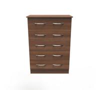 Hampshire 5 Drawer Chest Of Drawers In Noche Walnut (Ready Assembled)