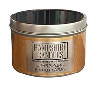 Hampshire Candles Lime Basil and Mandarin Tin Candle | Highly Scented | Soy Wax | Vegan & Cruelty Free | Handmade in UK | Burn Time 35+ Hours