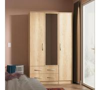 Hampshire Triple 2 Drawer Mirrored Wardrobe In Nebraska Oak (Ready Assembled)