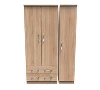 Hampshire Triple 2 Drawer Wardrobe In Bardolino Oak (Ready Assembled)