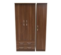 Hampshire Triple 2 Drawer Wardrobe In Noche Walnut (Ready Assembled)